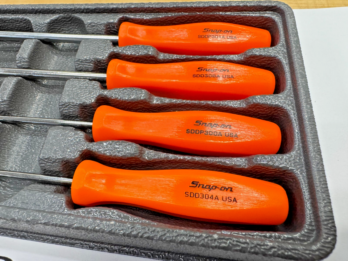 Snap-on Tools USA NEW ORANGE 4pc Mini Hard Grip Combo Screwdriver