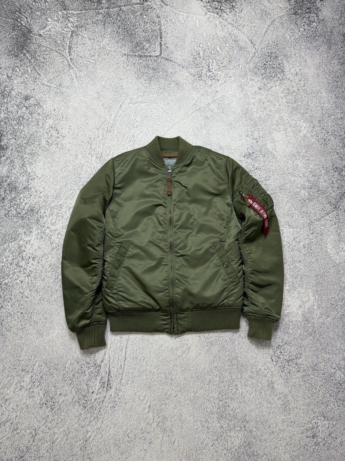 Alpha Industries MA-1 Bomber Flight Jacket Sage Green Orange Lining Women Size L