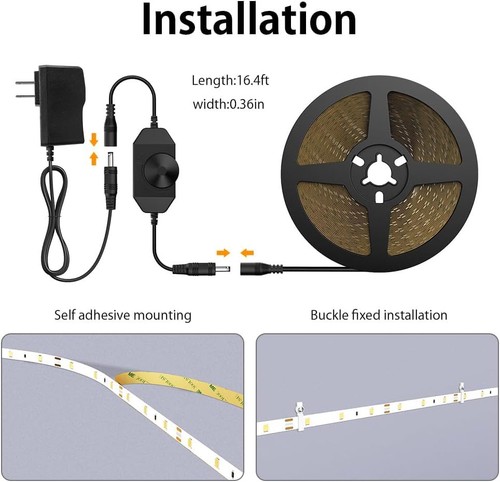 LED Light Strip,16.4ft Dimmable LED Tape Light, 6000K Daylight White Strip Li... - Picture 8 of 8