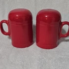 Fiesta Red Ceramic Pottery Salt & Pepper Shakers Set Round Glossy 4.5" USA