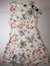 Karl Lagerfeld Paris Floral White Sleeveless Midi Dress Sz 10 Womens Spring NWT