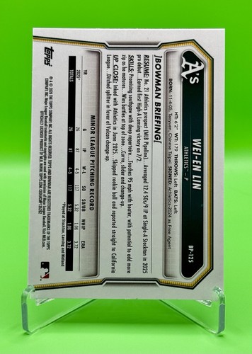 Lote paralelo de 3 cartas Bowman Baseball Wei-En Lin 1st Bowman 2026 - Imagen 4 de 8