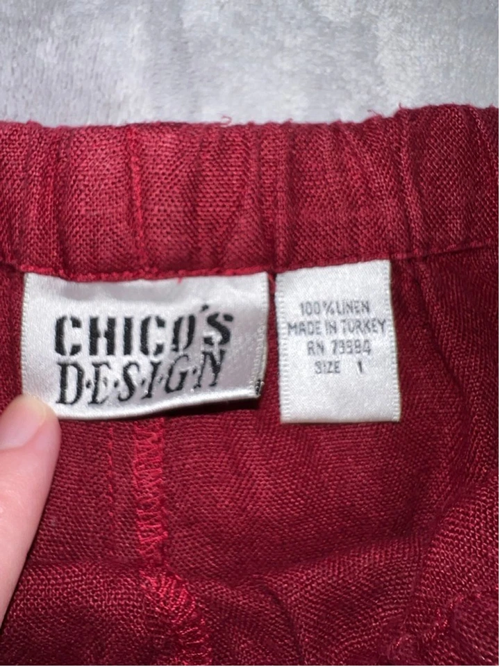 Pantalones Cortos Mujer Boho Vino Rojo Lino Talla MEDIANA Foto 4 de 4