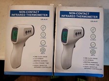 2 No Contact Body Forehead IR Infrared Digital Thermometer Adult Baby Boxed X 2