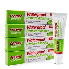Pack Of 4 Secure 4 1.4 oz Waterproof Sensitive Gums Denture Adhesive