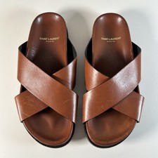 Saint Laurent Jimmy Crisscross Slides Brown L...