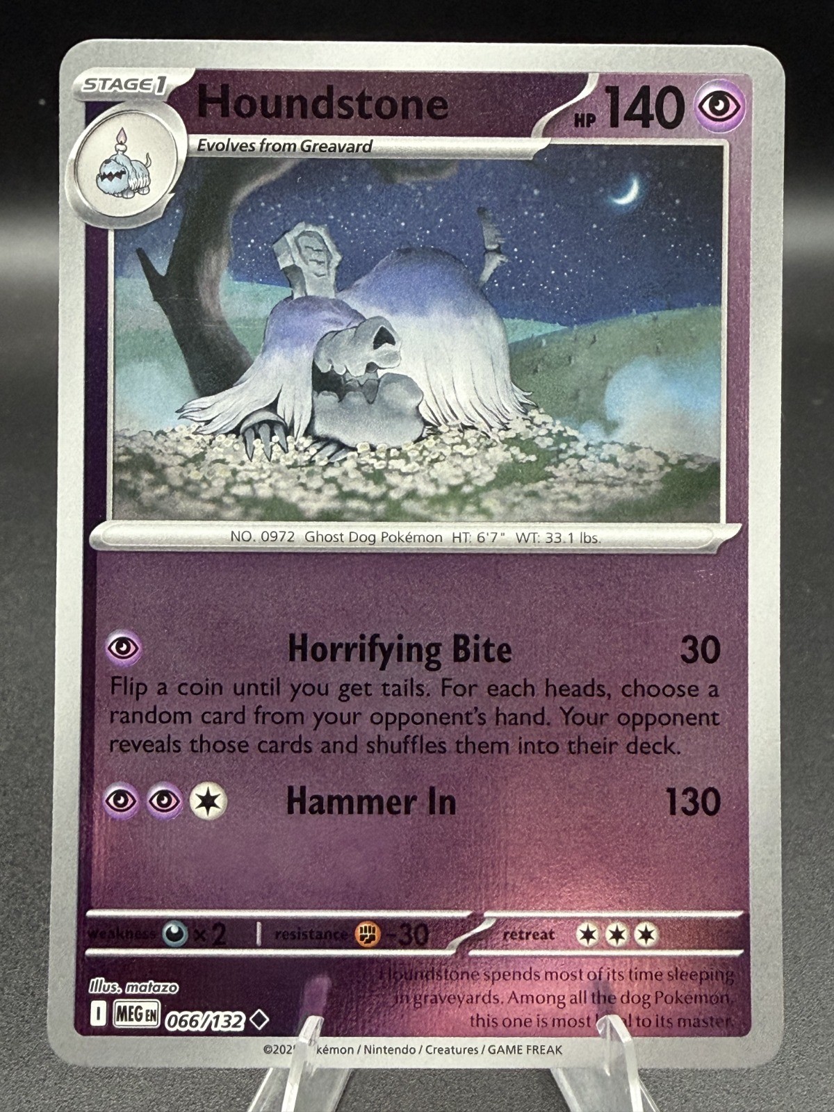 Houndstone 066/132 ME01: Mega Evolution Reverse Holo- Pokemon TCG- NM