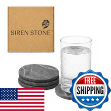 Siren Stone Coaster Set of 4 - Diatomaceous Earth Absorbent Coasters for Drinks