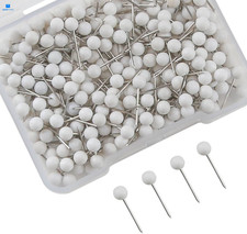 300 PCS Map Tacks Push Pins Small Round Ball Head Decorative 1/6 Inch White