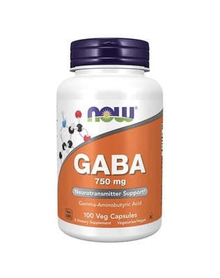 NOW FOODS GABA 750 mg 100 Veg Capsules Exp 8/26