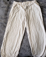 A New Day Wide Leg Pants Womens Size 12 White Stripe Linen Casual Summer