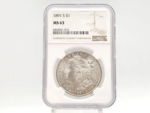 1891-S NGC MS63 Morgan Silver **SEMI-KEY DATE INCREDIBLE STRIKE** 61-015
