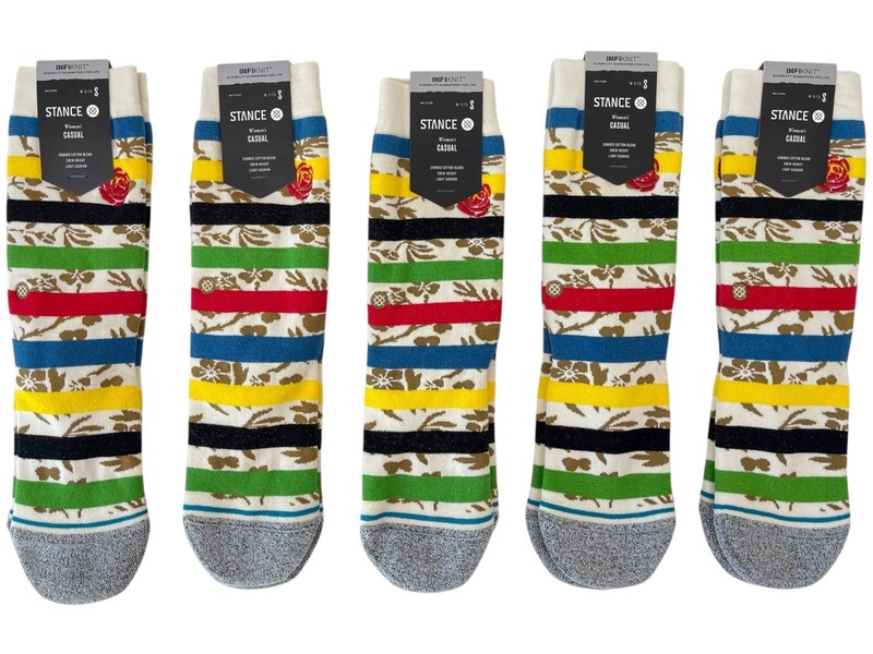 Stance Women's Petal Power Striped Socks 5 Crew Height Size Small 5-7.5 $75 MSRP