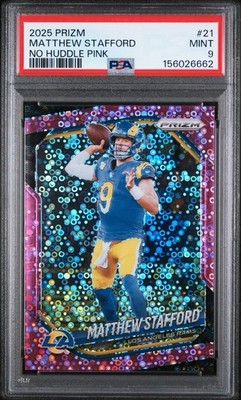 2025 Panini Prizm MATTHEW STAFFORD #21 No Huddle Pink /25 PSA 9 POP 1 LA Rams