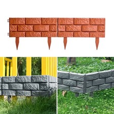 4/10X Brick Effect Plastic Garden Edging Border Fencing Lawn Pathway Terracotta