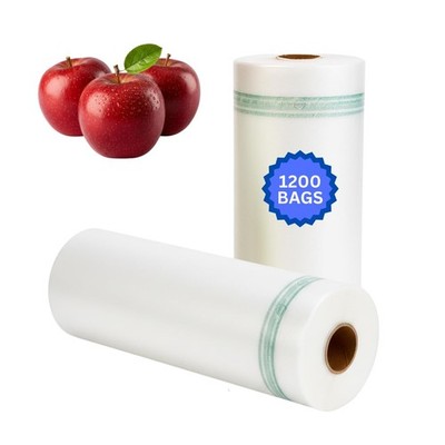 Clear Produce Roll - 1200 Bags - 12''x20''   HDPE - 11 Microns - for Food Stora...