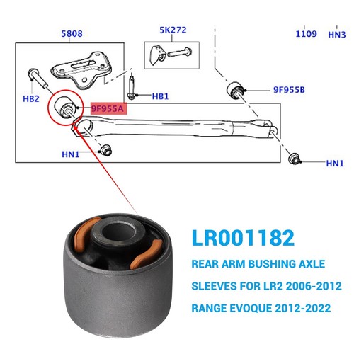 LR001182 Douille de bras arrière de voiture pour essieu arrière LR2 06-12 Evoque 12-229888 - Photo 6/7