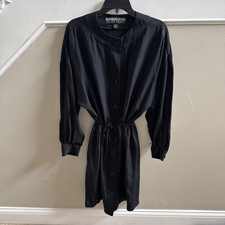 Y2K Linda Allard, Ellen Tracy Shirt Dress Vintage 100 Silk Dress Sz 8