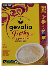 Keurig Gevalia Frothy Cappuccino Expresso Style Coffee & Froth Packet 12 K- Cup