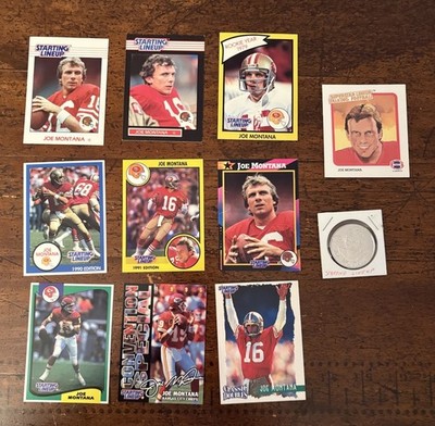1988-97 Kenner Starting Lineup Cards Joe Montana Lot Of 10 1 Coin SLU Talking