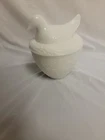 Vintage Avon Milk Glass Dove on Nest White Candy Dish Trinket Box Chicken Hen
