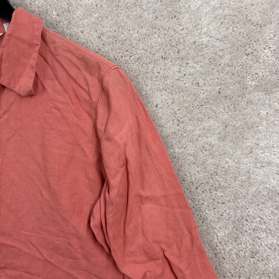Женская 100% льняная рубашка Brooks Brothers 346 средний размер розовая с длинным рукавом на пуговицах - Изображение 3 из 4