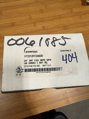 Brand New Invensys VT2312H13A020 Erie PopTop HCO Valve Assembly 3/4  24V