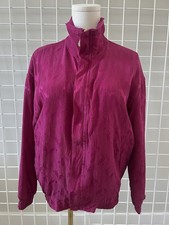 Vintage Fuda International Bomber Jacket Women's Silk Floral Textured Sz S Red