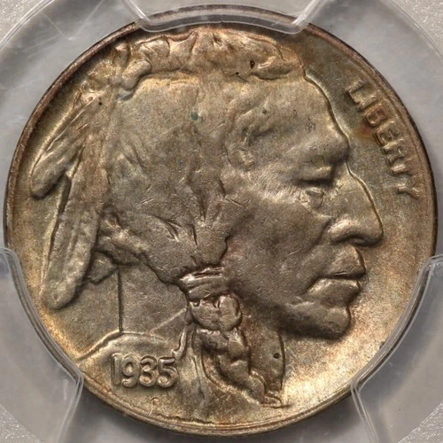 1935-D Buffalo Nickel PCGS AU-58 with Light Gold Toning!