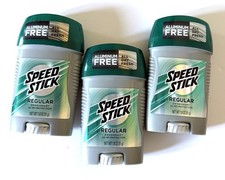 SPEED STICK Regular Deodorant 1.8 oz Solid Aluminum FREE 24 HR  Lot Of 3 NEW