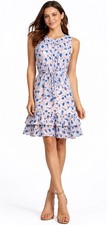 Tommy Hilfiger Dress Size 6 Sleeveless Blue Pink Floral Fit Flare Ruffled NEW