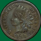 1884 Indian Head Cent Extremely Fine XF Coin, Details #40338
