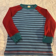 Matilda, Jane Girls Size 2 Blue Gray Striped Long Sleeve Shirt Red Sleeves