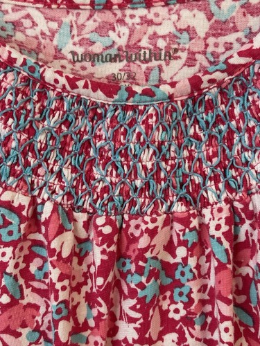 Woman Within 3X 30/32 Tee Top Pinks Blues White Short Sleeve Floral - Picture 6 of 16