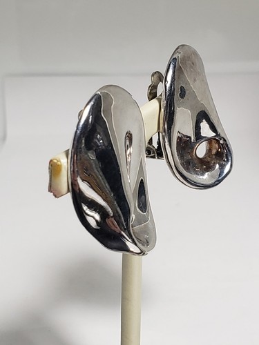 Bat-Ami Electroform Sterling Silver Clip On High Polish Earrings - Picture 8 of 13