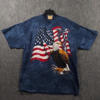 Vintage The Mountain Shirt Mens 2XL  Eagle American Flag USA Patriotic July 4th