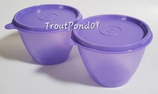 TUPPERWARE Refrigerator Bowls 14 oz Lilac Purple Nesting Stacking Set 2