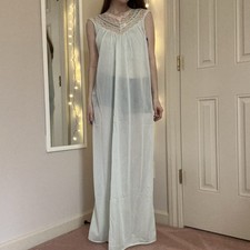 Vintage Light Blue And White Lace Sears Night Gown Women s Size Medium
