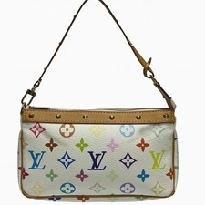 Louis Vuitton Pochette Accessoires Monogram Handbag Women White One Size