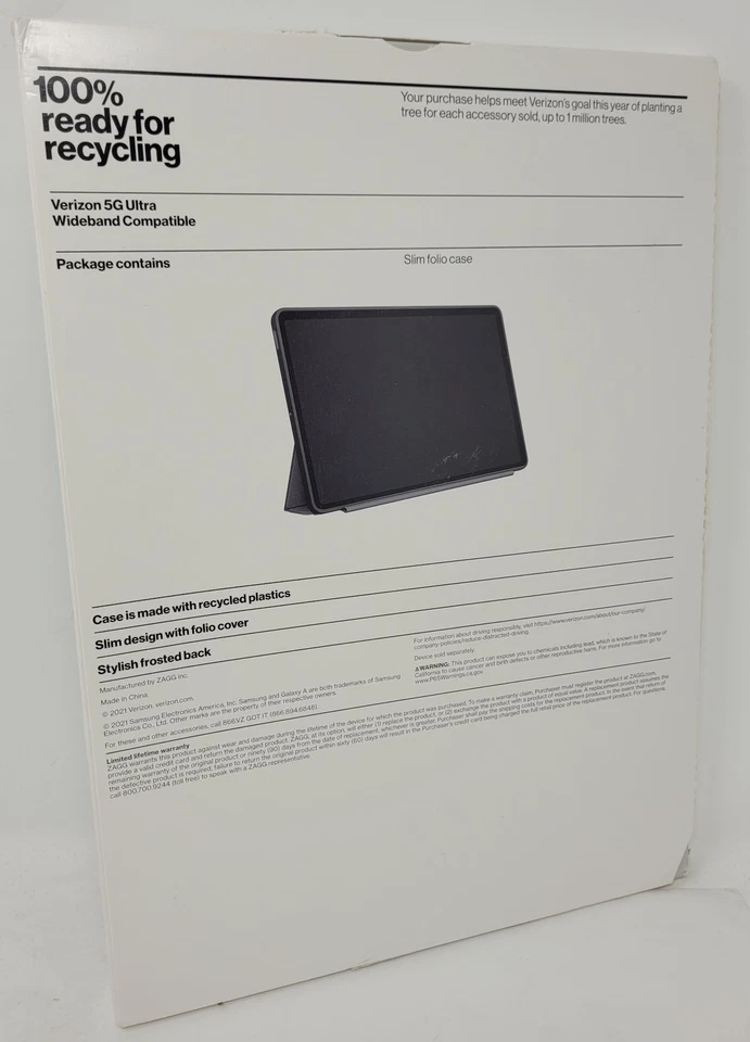 Funda delgada tipo folio para Samsung Galaxy Tab S7 FE 5G en paquete minorista de Verizon Foto 2 de 3