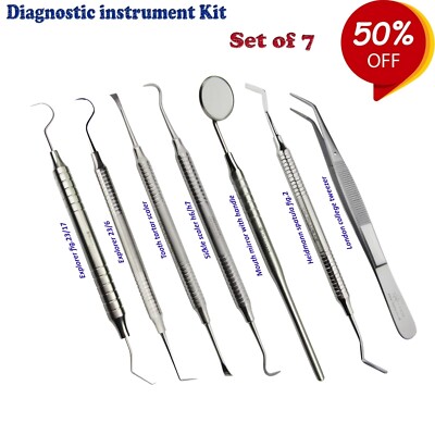 Ensemble De 5 Poignées Miroir Buccal Dentaire - Acier Inoxydable, Marque TK Plus, Garantie 3 Ans