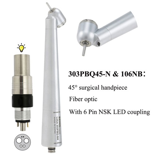 BEING 45° Dental High Speed Surgical Handpiece NSK Kavo 4 Hole 6 Pin LED Coupler - Picture 97 of 133