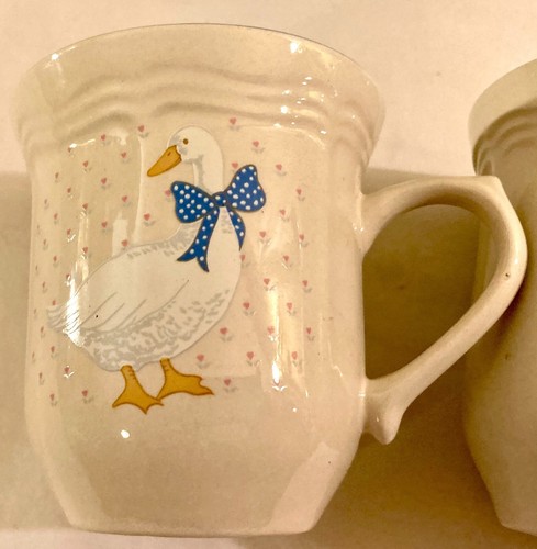 Aunt Rhody Mugs & Saucers Brick Oven Stoneware Set Of 5 - Picture 9 of 10