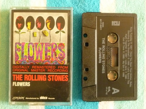 ROLLING STONES Flowers CASSETTE TAPE Abkco 1967/198? Reissue BLACK SHELL