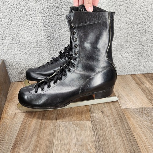 Vintage Brooks Ice Skating Shoes Mens Size 10 Black Leather High Top Laced w/Box - Picture 7 of 14