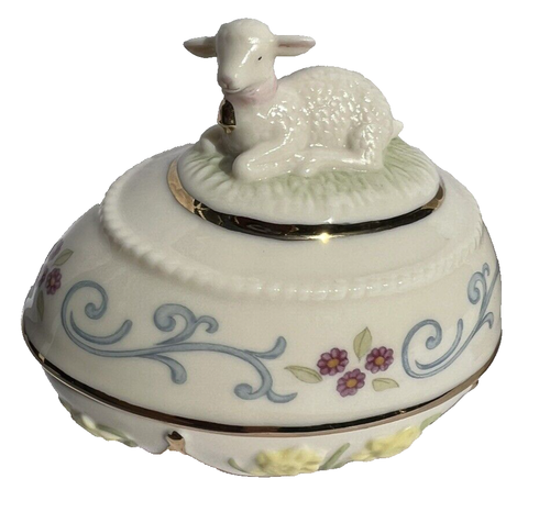 Lenox Easter Eggs Bunny 2007 & Lamb 2010 Edición Limitada Caja Baratija Borde Dorado - Imagen 7 de 14