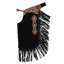 Western Genuine Leather Chinks Horse Riding Ranchers Cowboy Riding Gear Chaps