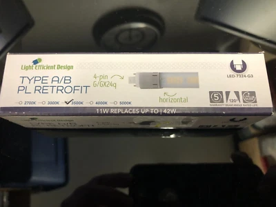 Light Efficient Design 4-Pin G/GX24 Model -LED-7324-35K-G3 Type A/B PL Retrofit