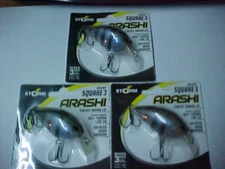 3 NEW STORM Arashi  SQUARE bill  2-1/8"  1/2 oz Dives 3 ft SILENT crankbait lure
