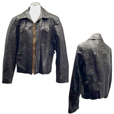 Vintage 70s Leather MR Mens 42 Heavy Leather Jacket Motorcycle 